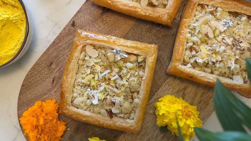 Open Gujiya Puffs Recipe | Easy Baked Holi Sweet with Puff Pastry